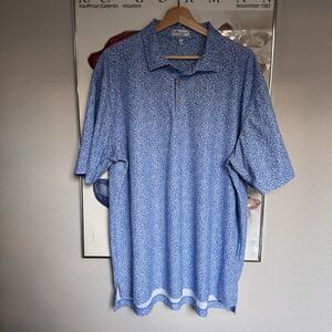 Peter Millar XL Summer Comfort Golf Polo Shirt All Over Print Hummingbirds EUC